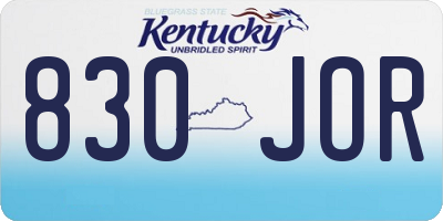 KY license plate 830JOR