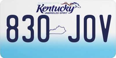 KY license plate 830JOV