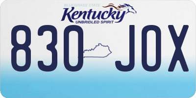 KY license plate 830JOX