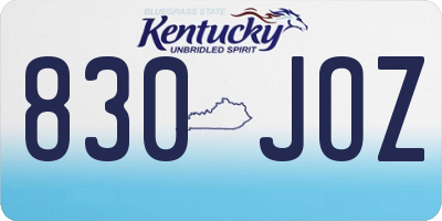 KY license plate 830JOZ