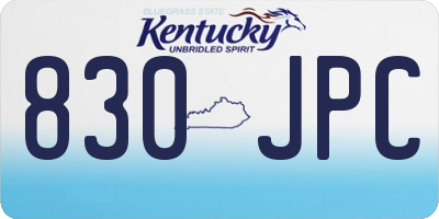 KY license plate 830JPC