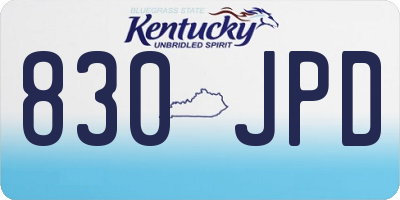 KY license plate 830JPD