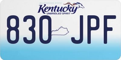 KY license plate 830JPF