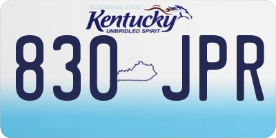 KY license plate 830JPR