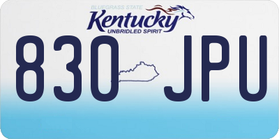 KY license plate 830JPU