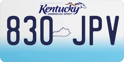 KY license plate 830JPV