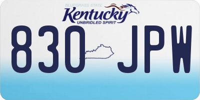 KY license plate 830JPW