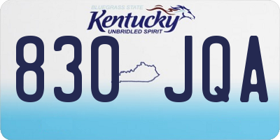 KY license plate 830JQA
