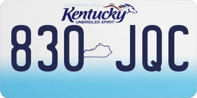 KY license plate 830JQC