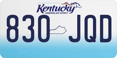 KY license plate 830JQD