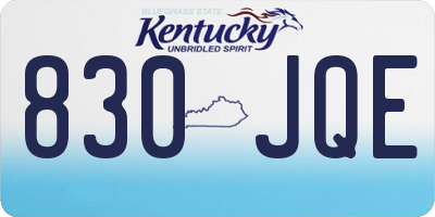 KY license plate 830JQE