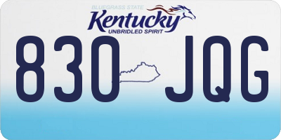 KY license plate 830JQG