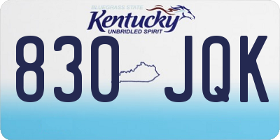 KY license plate 830JQK