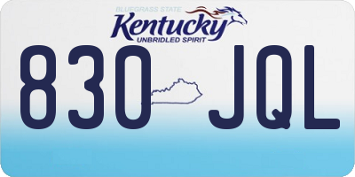 KY license plate 830JQL