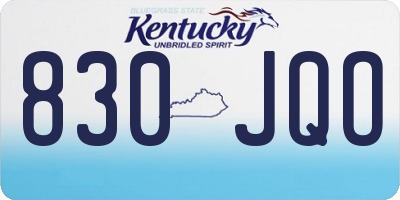 KY license plate 830JQO