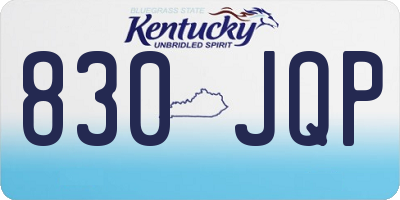KY license plate 830JQP