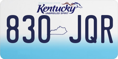 KY license plate 830JQR