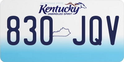 KY license plate 830JQV