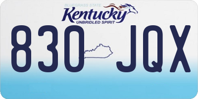 KY license plate 830JQX