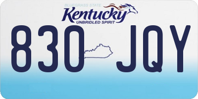 KY license plate 830JQY