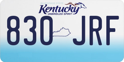 KY license plate 830JRF