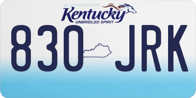 KY license plate 830JRK