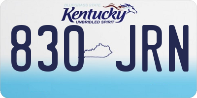 KY license plate 830JRN