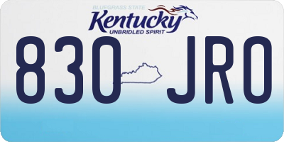 KY license plate 830JRO