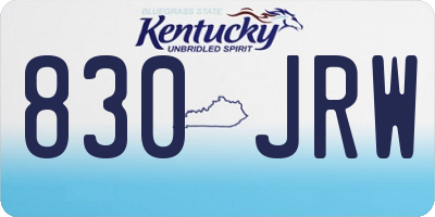 KY license plate 830JRW