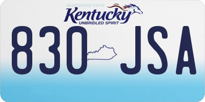 KY license plate 830JSA
