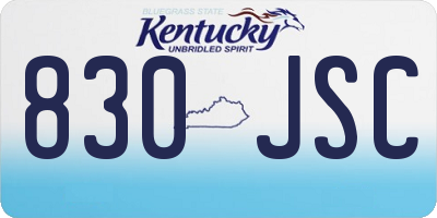 KY license plate 830JSC