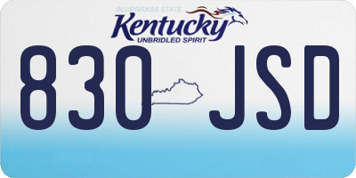 KY license plate 830JSD