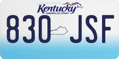 KY license plate 830JSF