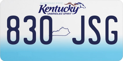 KY license plate 830JSG