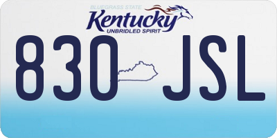 KY license plate 830JSL