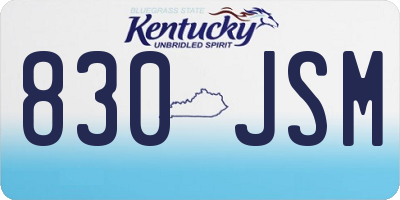 KY license plate 830JSM