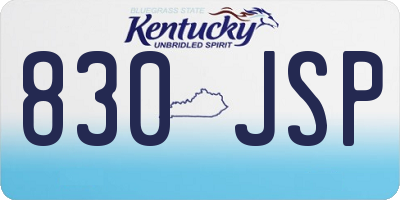 KY license plate 830JSP
