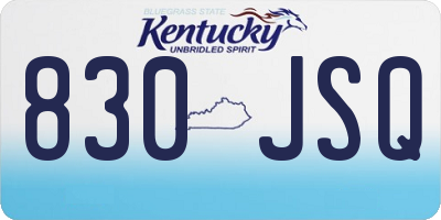 KY license plate 830JSQ