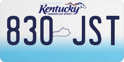 KY license plate 830JST