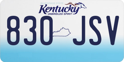 KY license plate 830JSV