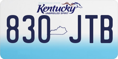 KY license plate 830JTB