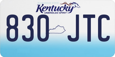 KY license plate 830JTC