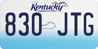 KY license plate 830JTG