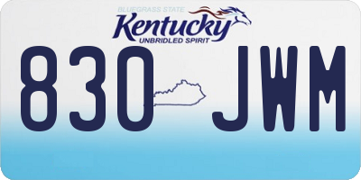 KY license plate 830JWM