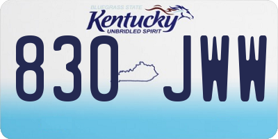KY license plate 830JWW