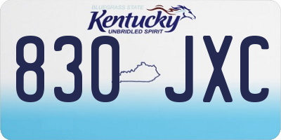 KY license plate 830JXC