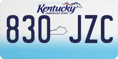 KY license plate 830JZC