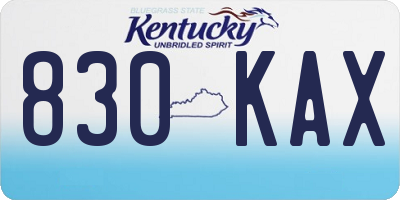 KY license plate 830KAX
