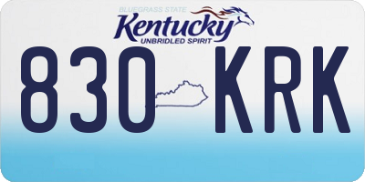 KY license plate 830KRK