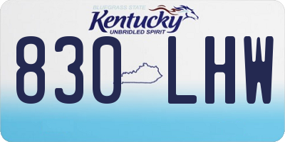 KY license plate 830LHW